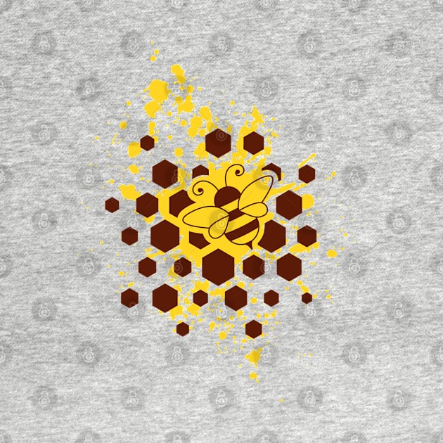 Bee, honeycombs and yellow splash by Florin Tenica